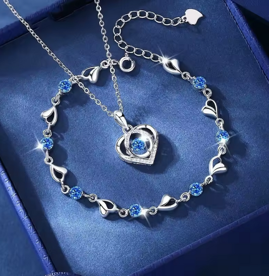 Blue crystal bracelet on wrist