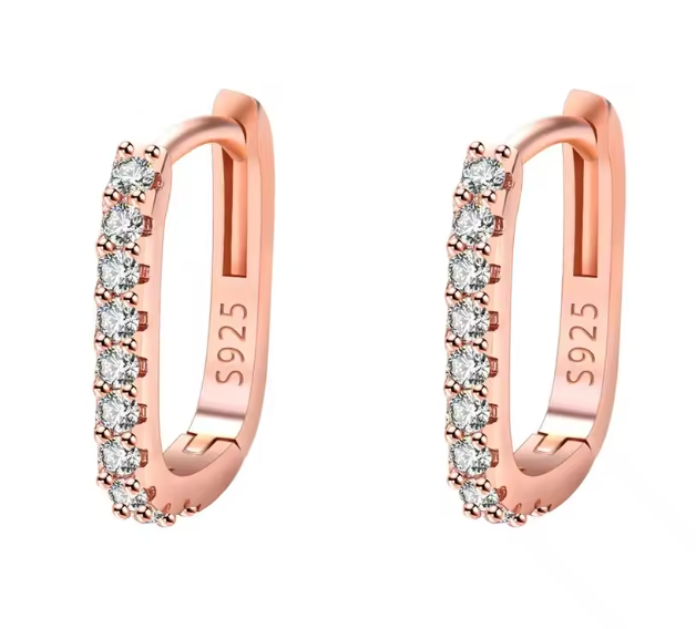 Rose gold tone pavé crystal mini hoop earrings