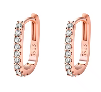 Rose gold tone pavé crystal mini hoop earrings