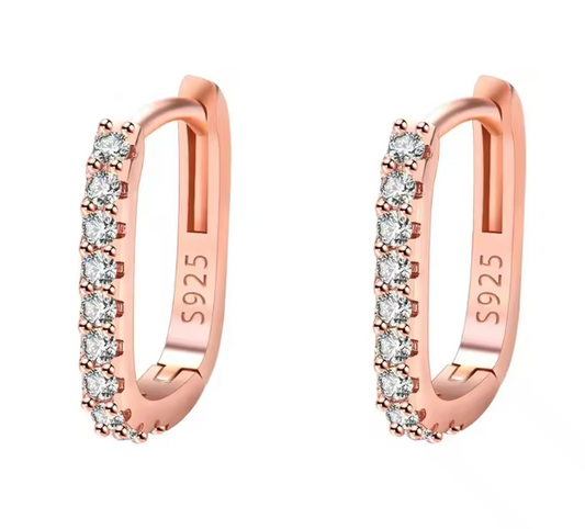 Rose gold tone pavé crystal mini hoop earrings