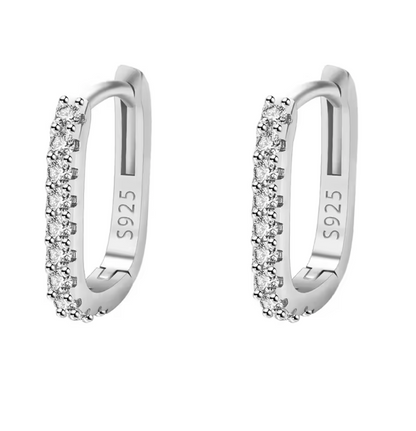 Silver tone pavé crystal mini hoop earrings