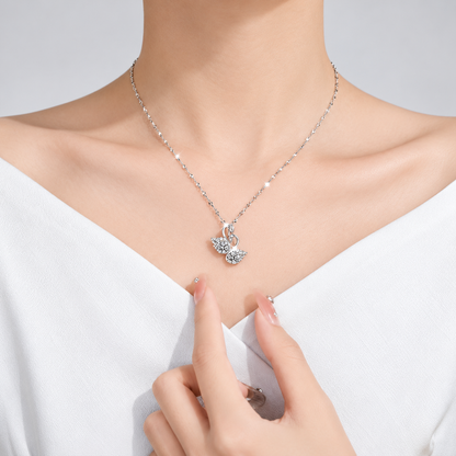 Odette Twin Swan Necklace — front worn styling view