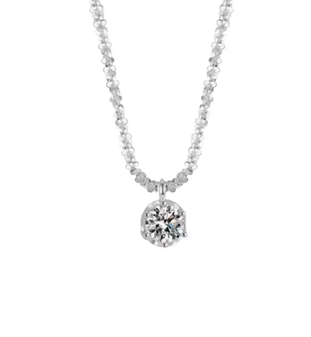 Round clear-stone pendant necklace product view