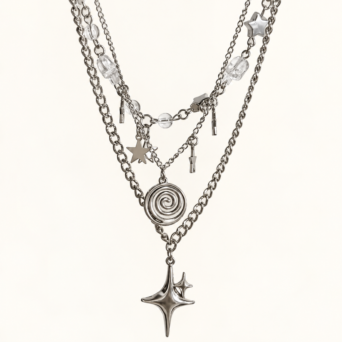 Star Charm Necklace — hanging front view