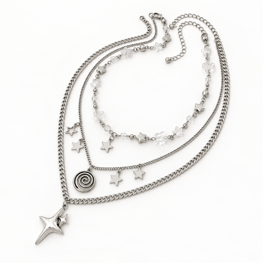 Star Charm Necklace — complete layered design on a clean white background