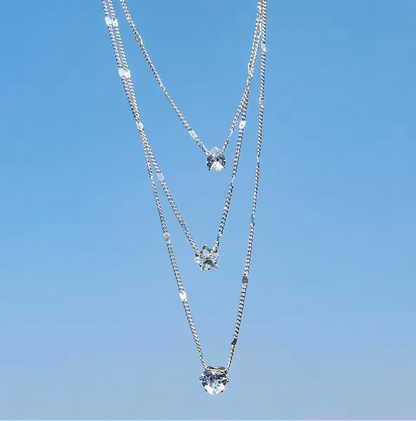 Trinity Three-Charm Layered Necklace in silver-tone